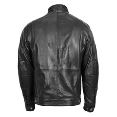 Men’s Standing Collar Leather Jacket Tony Black