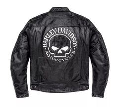 Harley Davidson Men's Blouson CUIR Skull Reflective Jacket Biker Leather Jacket
