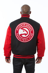 Atlanta Hawks Embroidered Wool Jacket - Black/Red