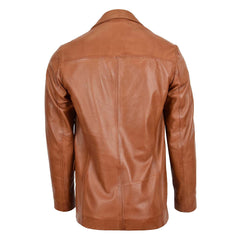 Mens Classic Three Button Soft Leather Blazer David Tan