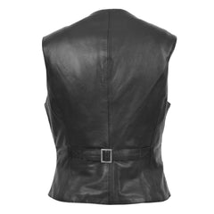 Womens Leather Classic Buttoned Waistcoat Rita Black