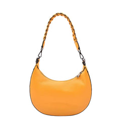 Womens Leather Twist Handle Strap Zip Cross Body Bag SARAH Yellow