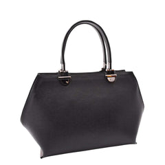 Womens Leather Classic Zip Opening Large Shoulder Bag MARY Black