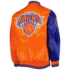 Men's New York Knicks Starter Fast Break Satin Full-Snap Jacket-Blue/Orange