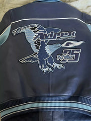 Mens Avirex Nitro Run Leather Jacket Blue American Flight Leather Jackets