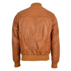 Mens Leather MA-1 Bomber Jacket Ryan Tan