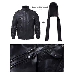 Premium Quality Men’s Real Leather Jacket with Removable Hood