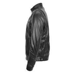 Men’s Standing Collar Leather Jacket Tony Black