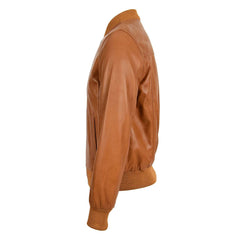 Mens Leather MA-1 Bomber Jacket Ryan Tan