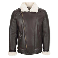 Mens Top Gun Style Sheepskin Jacket Oscar Brown White
