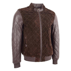 Men's Original Leather and Suede Bomber Varsity Jacket Bradley Brown