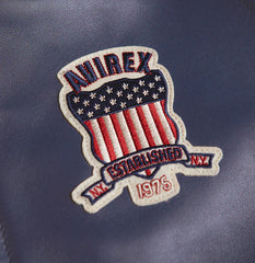 Men's Avirex Stadium Leather Jacket Las Vegas Avirex jacket Short Body- Black