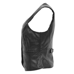 Womens Leather Classic Buttoned Waistcoat Rita Black