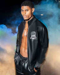 Avirex Apex Men’s Leather Track Pursuit Jacket - Black