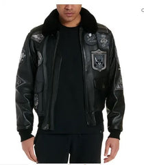 Avirex Black G-1 Bomber men’s Leather Jacket-Black