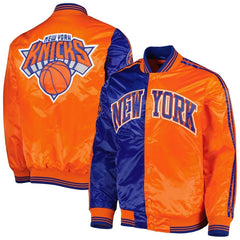 Men's New York Knicks Starter Fast Break Satin Full-Snap Jacket-Blue/Orange