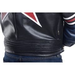 Vanson Star Jacket Leather Jacket Black + Red Competition Lea.