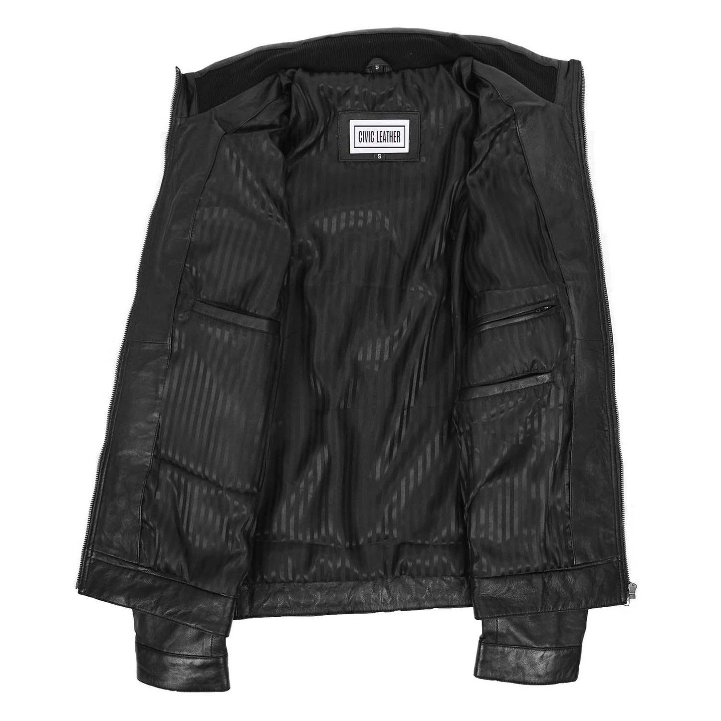 Men’s Standing Collar Leather Jacket Tony Black