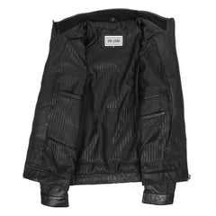 Men’s Standing Collar Leather Jacket Tony Black