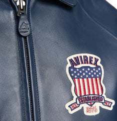 Men's Avirex Stadium Leather Jacket Las Vegas Avirex jacket Short Body- Black