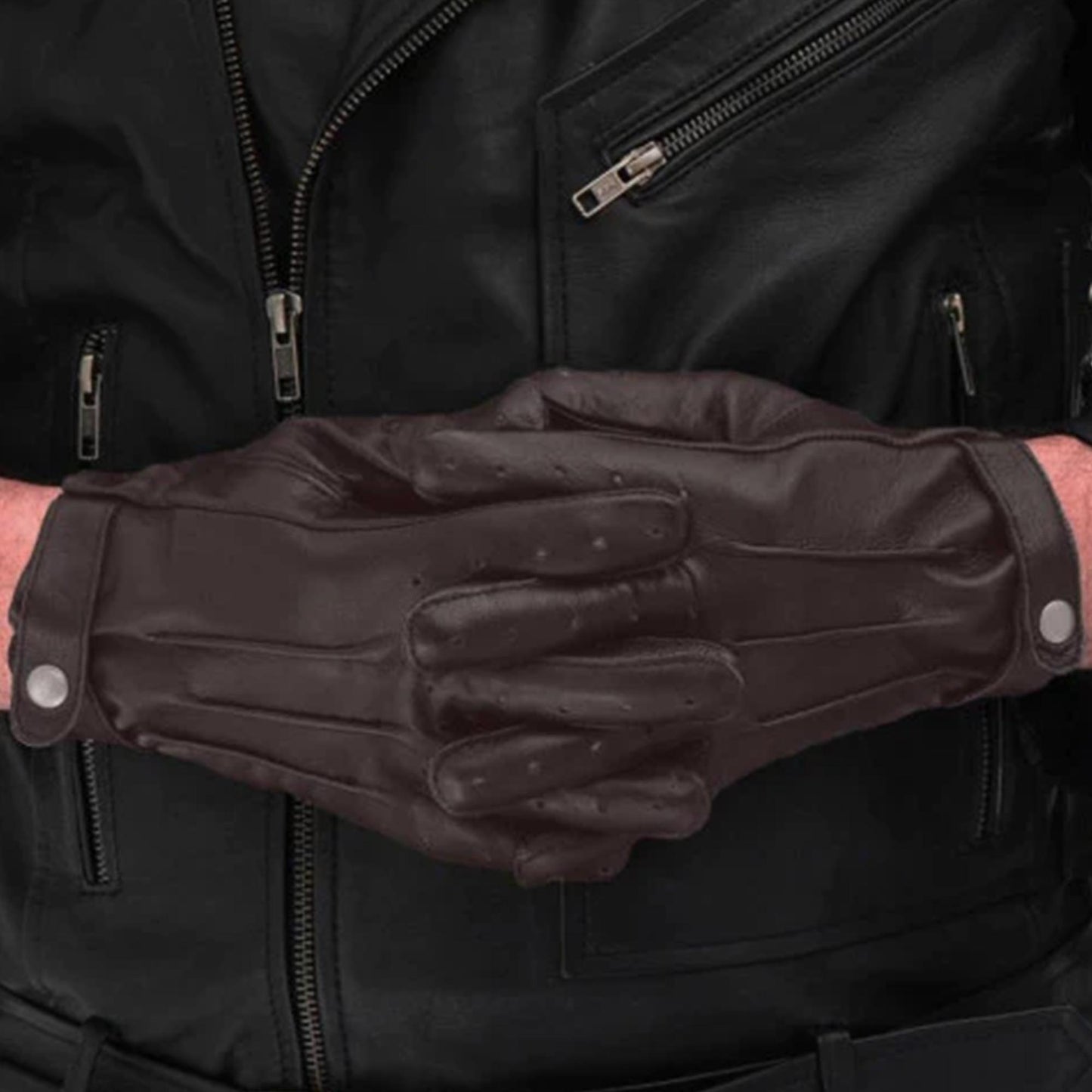 Mens Leather Brown Gloves