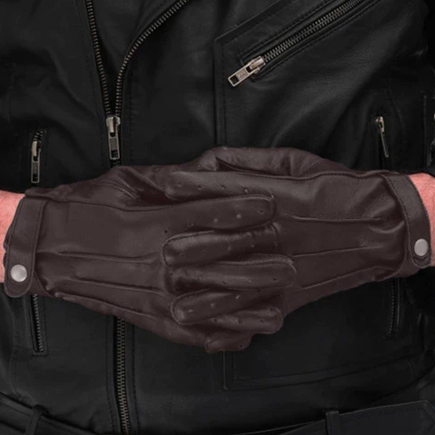Fingerless Dark Brown Leather Gloves