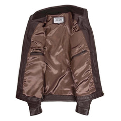 Men’s Standing Collar Leather Jacket Tony Brown