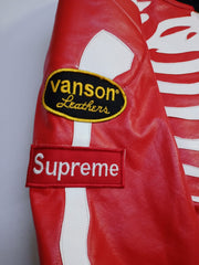 Supreme Vanson Leather X Bones Jacket (Red-White)