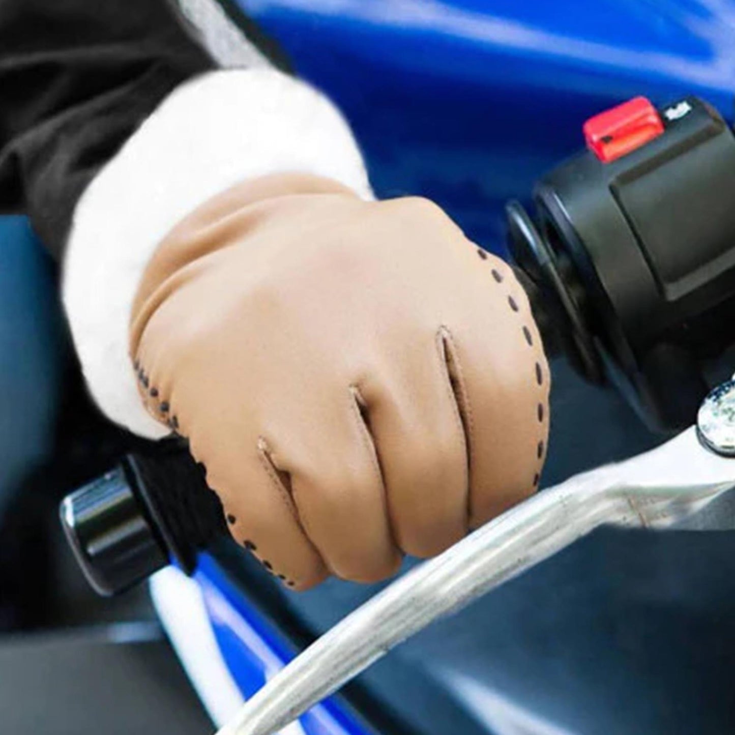 Womens Brown Fur Leather Gloves