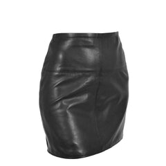 Ladies Leather 16inch Mini Length Pencil Skirt SKT5 Black
