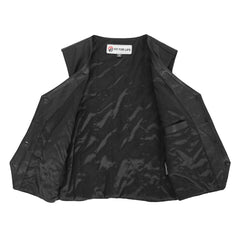 Womens Leather Classic Buttoned Waistcoat Rita Black