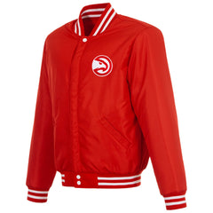Atlanta Hawks - JH Design Fleece Jacket with Faux Leather Sleeves - Red/White