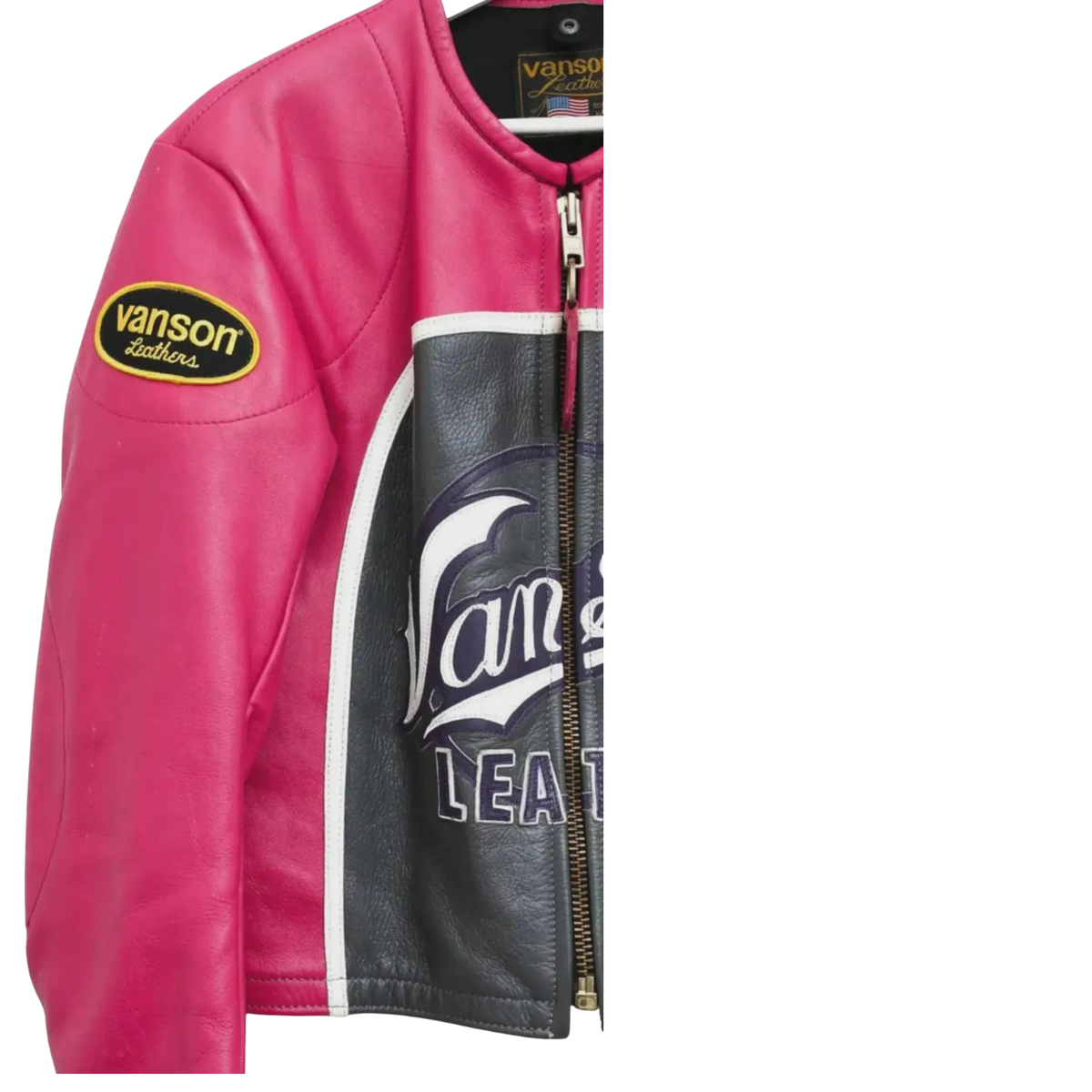Genuine Cowhide Vanson Performance Pink Motorbike Leather Jacket for Women