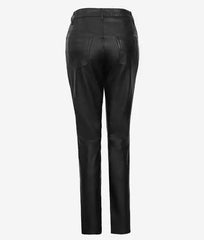 Black Leather High Waist Straight-Leg Pant for Women (Premium Quality)