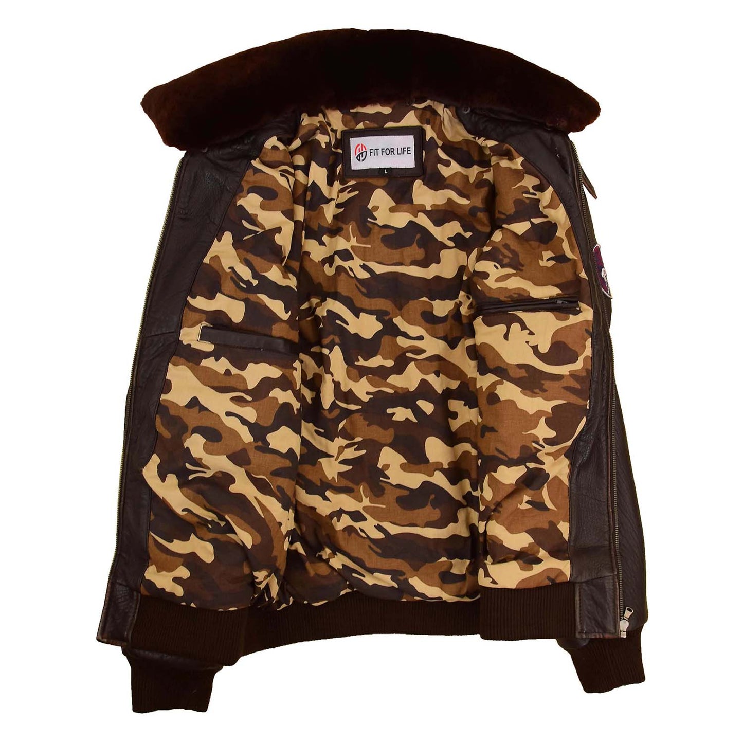 Mens Real Leather G-1 Bomber Jacket Airforce Badges FINCH Brown