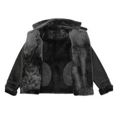 Women's Sheepskin Leather Aviator Cross Zip Pilot Jacket Lena Black