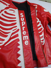 Supreme Vanson Leather X Bones Jacket (Red-White)
