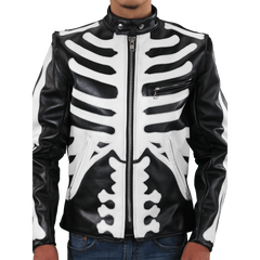 Vanson Leather Model Jacket W/Bones ( Black-White Leather )