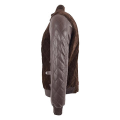 Men's Original Leather and Suede Bomber Varsity Jacket Bradley Brown