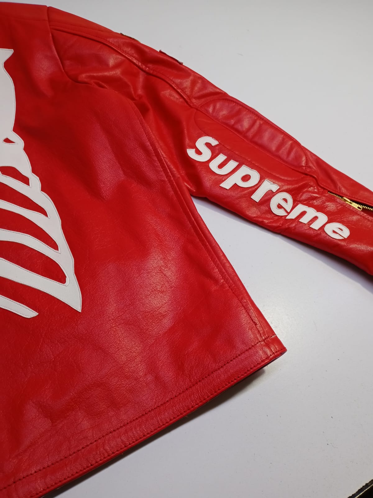 Supreme Vanson Leather X Bones Jacket (Red-White)