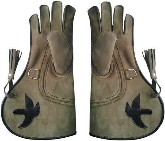 Bulk Pack of 10 Left-Hand Falconry Gloves – Nubuck Leather Eagle, Hawk & Bird Handling Gloves for Cold Weather Trainingold Weather Training (Copy)