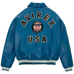 Men’s Avirex Leather Jacket Iconic Avirex Jacket (Dark Blue)