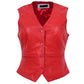 Womens Leather Classic Buttoned Waistcoat Rita Red
