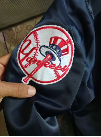 NY Yankees Vintage 90s Athletic Satin Blue Bomber Jacket Style Varsity Jackets
