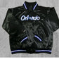 Satin Varsity Jacket NFLL league Orlandoo Floridaa Letterman Black Bomber Jacket Custom Varsity Jackets