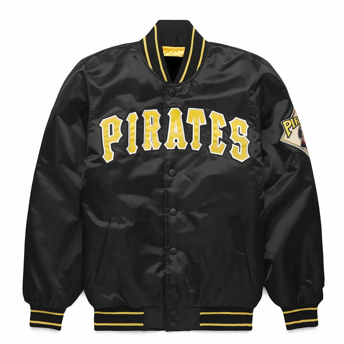 MLB Pittsburgh Pirates Varsity Jacket Satin Jacket- Black