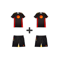 TWO PAIRS Shoyoroll Batch 146 Black STAR Retro Rash guards LS & MMA Shorts set