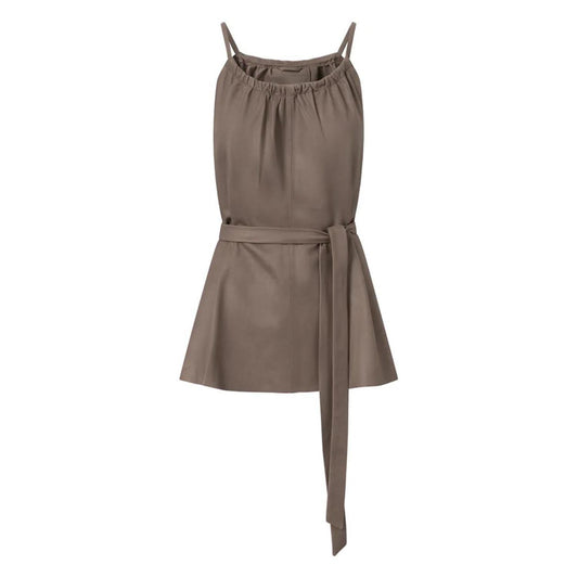 Premium Quality Women’s Leather top with Waistband Mud Grey