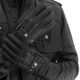 Black Leather Motorcycle Gloves