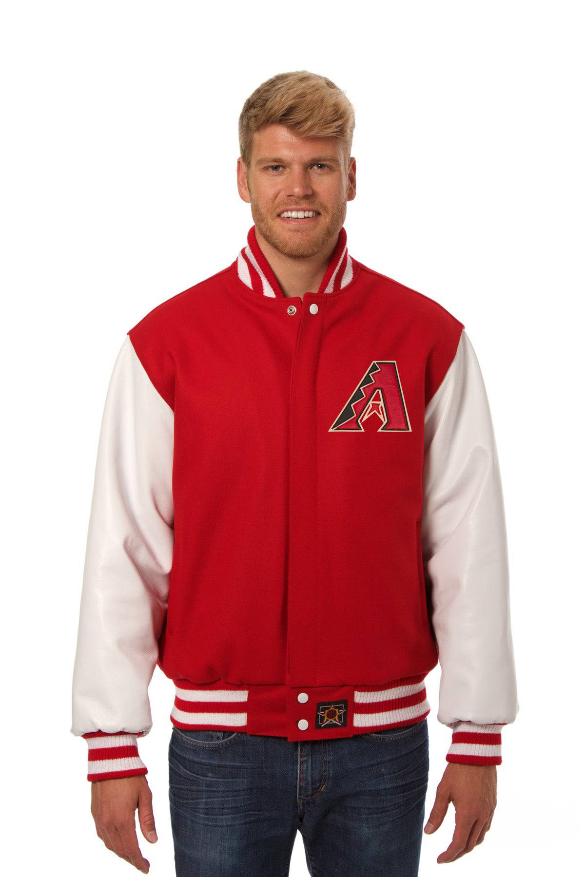 Arizona Diamondbacks Domestic Two-Tone Wool and Leather Jacket-Red/White